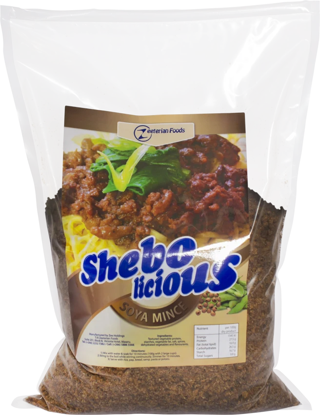 Shebolicious 5kg soya mince packaging
